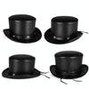 Retro Style PU Leather Round Top Magic Hat Gentleman Party Bow Hat, Size: One Size(Black)