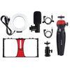 PULUZ 4 in 1 Vlogging Live Broadcast Smartphone Video Rig + 4.7 inch 12cm Ring LED Selfie Light Kits with Microphone + Tripod Mount + Cold Shoe Tripod Head for iPhone, Galaxy, Huawei, Xiaomi, HTC, LG, Google, and Other Smartphones(Red)