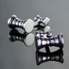Men Brass Plated Shirt Cufflinks, Color: Blue Purple Stripe