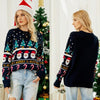 Autumn And Winter Women Pullover Sweater Christmas Tree Knit Sweater, Size: S(Dark Blue)