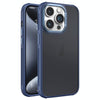 For iPhone 15 Pro Hardware Side Cooling Skin Feel Frosted Metal Lens Frame Phone Case(Blue)