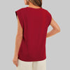 Women Summer Loose Top Basic T-Shirt Round Neck Casual Tank, Size: L(Wine Red)