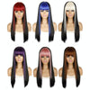 Color Bleaching And Dyeing Double Sideburns With Bangs Long Straight Hip-Hop Wig(Red Bleaching Black)