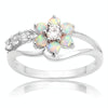 925 Silver Women Opal Flower Ring Jewelry, Ring Size:9(White)