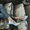 Women Shoes Plus Size Double Buckle Heel Heels, Size:42(Blue)