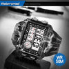 SYNOKE 6861 Outdoor Luminous Waterproof Multi-Function Square Large Screen Display Sports Electronic Watch(Black Bead White)