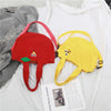 Cartoon Shoulder Tote Bag Fruit Banana Apple Embroidered Canvas Kids Crossbody Messenger Bags(Yellow)