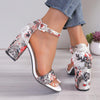 Women Summer Roman Sandals Thick Bottom Slope Heel Printed Buckle High Heels Sandals, Size: 41(Black)