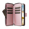 For Samsung Galaxy S23 FE 5G Nine-card Slots Zipper Wallet Bag Leather Phone Case(Rose Gold)