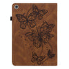 For Huawei MediaPad M5 Lite 10 inch Embossed Butterfly Pattern Horizontal Flip Leather Tablet Case(Brown)