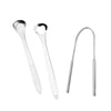 Tongue Cleaner Bad Breath Stainless Steel Cleaning Brush Tongue Scraper+Two-piece Set (Silver)