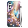 For Samsung Galaxy A05s Crystal Texture Colored Drawing Leather Phone Case(Butterfly Love Flower)