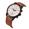 Curren 8217 Leather Strap Casual Waterproof Quartz Men Watch with Calendar(Black Shell White)