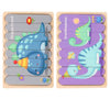 QBT01 Children Double-Sided Wooden Puzzle Bar Puzzle Toy(Dinosaur)