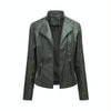 Women Short Leather Jacket Slim Jacket Motorcycle Suit, Size: L(Green)