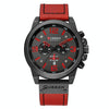 Curren 8314 Sports Six-Hand Waterproof Leather Strap Calendar Men Quartz Watch, Color: Black Shell Red