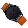 Men Simple Matte Leather Belt Quartz Watch(Black + White)