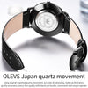 OLEVS 5869 1 Pair Couple Waterproof Genuine Leather Strap Quartz Watch(Blue + Black)