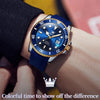 OLEVS 6650 Men Luminous Waterproof Silicone Strap Mechanical Watch(Blue + Gold)
