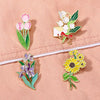 CZ0976-3 Cartoon Plant Flower Alloy Enamel Badge Garden Style Sunflower Clothing Bag Brooch Ornament