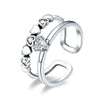 S925 Sterling Silver Ring Delicate Heart Diamond Open Female Ring