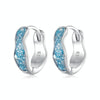 SCE1614 Sterling Silver S925 Blue Sparkling Wave Earrings