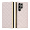 For Samsung Galaxy S25 Ultra 5G Crossbody Rhombic Sucker Leather Phone Case(White)