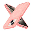 For iPhone 15 Shockproof MagSafe Armor PC Hybrid TPU Phone Case(Light Pink+Coral Red)