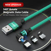 ENKAY 3 in 1 3A USB to Type-C / 8 Pin / Micro USB Magnetic 540 Degrees Rotating Fast Charging Cable, Length:1m(Black)