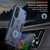 For Samsung Galaxy S25 5G Metal Ring 360 Degree Rotating Holder PC Hybrid TPU Phone Case(Navy Blue)