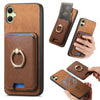 For Samsung Galaxy A05 Retro Cross Leather Ring Vertical Insert Card Bag MagSafe Phone Case(Brown)