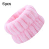 6pcs Washing Anti-Humidity Washing Face Wrist Strap Sports Sweat-Wiping Bracelet Sweat-Absorbing Sleeve(Pink)