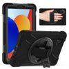 For Xiaomi Redmi Pad SE 8.7 Rotatable Holder Silicone Hybrid PC Tablet Case with Shoulder Strap(Black)