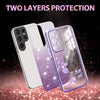 For Samsung Galaxy S23 Ultra 5G Gradient Glitter Flower All-inclusive Phone Case(Purple)