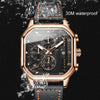 OLEVS 9950 Square Multifunctional Men Quartz Watch(Black Silver)