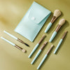 8-in-1 Mini Wooden Handle Makeup Brush Set Portable Loose Powder Brush(Sky Cyan)