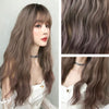 Ladies Long Hair Slightly Curly Wig Natural Fluffy Hair Cover, Color:Dark Brown