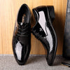 Men Pointed Glossy Crocodile Texture Leather Shoes, Shoe Size:39(Black)