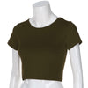 Round Neck Exposed Navel Shirt Body Short Sleeve T-shirt, Size: XL(Army Green)