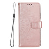 For Samsung Galaxy A36 Totem Flower Embossed Leather Phone Case with Lanyard(Rose Gold)