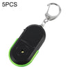 5 Pack Key Finder Locator, Whistle Activated Alarm, LED Light (Green)