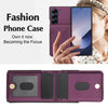 For Samsung Galaxy Z Fold5 AwQuer RFID Vertical Flip Card Bag Holder Leather Phone Case(Dark Purple)