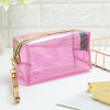 PVC Laser Transparent Portable Cosmetic Bag Travel Toiletry Bag(Pink)