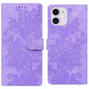 For iPhone 11 Lace Floral Embossed Magnetic Buckle Leather Phone Case(Purple)