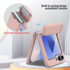 For Samsung Galaxy Z Flip5 5G Spring Rubber Chain Card Slot PC Folding Phone Case with Stand(Pink)