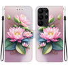 For Samsung Galaxy S23 Ultra 5G Crystal Texture Colored Drawing Leather Phone Case(Lotus)