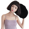 Female Short Wigs Hair Ion Perm Realistic Chemical Fiber Headgear Student Bobo Head(Black Brown 37CM)
