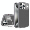 For iPhone 15 Pro Folding Holder Carbon Fiber MagSafe Phone Case(Grey)