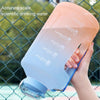 2300ml Large Capacity Gradient Straw Cup Sports Bottle With Scale(Blue)