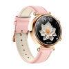 T86 Woman Health 1.27 inch Smart Watch, BT Call / Physiological Cycle / Heart Rate / Blood Pressure / Blood Glucose / SOS(Rose Gold Pink Leather)